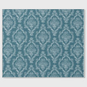 Elegant damasblauw verpakkingspapier cadeaupapier (Vlak)