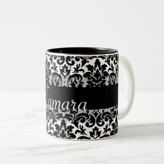 Elegant damascalligrafie tweekleurige koffiemok (Voorkant rechts)