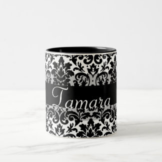 Elegant damascalligrafie tweekleurige koffiemok