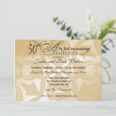 Elegant Damask 50th Jubileum Party Invitation Kaart (Staand voorkant)