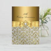 Elegant Damask 50th Wedding Jubileum Invite Kaart (Staand voorkant)