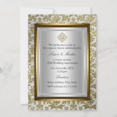 Elegant Damask 50th Wedding Jubileum Invite Kaart (Achterkant)