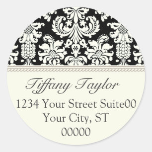 Elegant Damask Adres Sticker