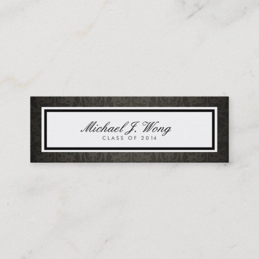 Elegant Damask Afstuderen Notice Name Cards Contactkaartje (Voorkant)