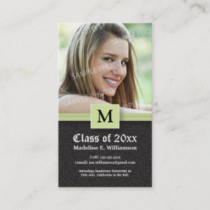 Elegant Damask Afstuderen Status Card (mint) Contactkaartje