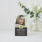Elegant Damask Afstuderen Status Card (mint) Contactkaartje (Staand voorkant)