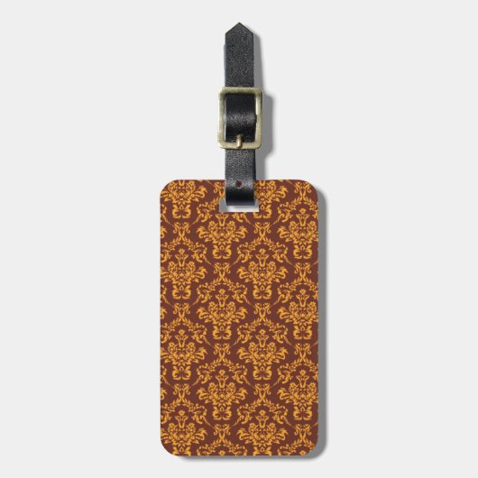Elegant Damask Art Deco Pattern Bagagelabel (Voorkant verticaal)