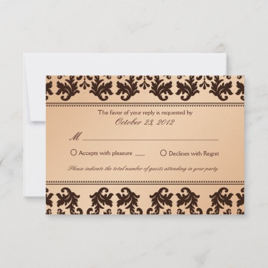 Elegant Damask Autumn Reverie Wedding RSVP (Achterkant)