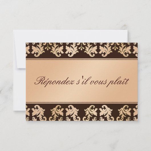 Elegant Damask Autumn Reverie Wedding RSVP Kaartje (Voorkant)