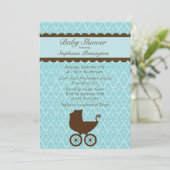 Elegant damask baby bagageruim kaart (Staand voorkant)