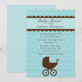 Elegant damask baby bagageruim kaart (Voorkant / Achterkant)