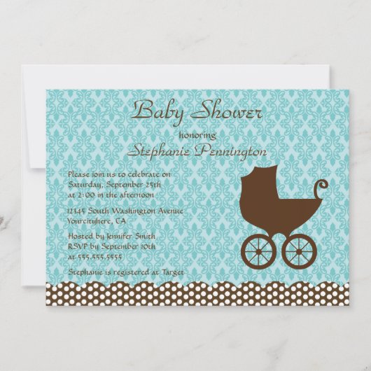 Elegant damask baby bagageruim kaart (Voorkant)
