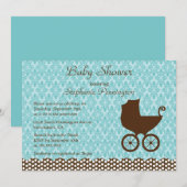 Elegant damask baby bagageruim kaart (Voorkant / Achterkant)