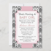 Elegant Damask Baby shower Invite Kaart (Voorkant)