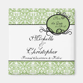 Elegant Damask Bewaar de datum magneet (Voorkant)