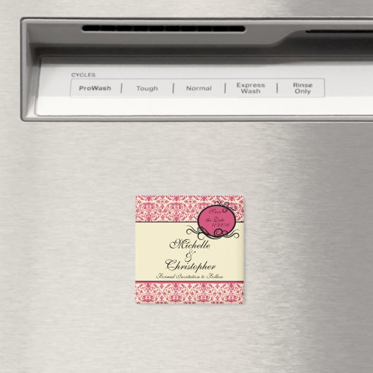 Elegant Damask Bewaar de datum magneet (Insitu (Vaatwasser))