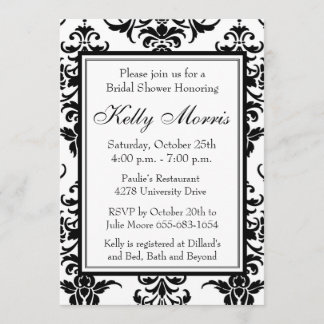 Elegant Damask Birthday of Shower Invitation Kaart