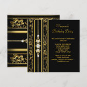 Elegant Damask Birthday Party Gold Black Kaart (Voorkant / Achterkant)