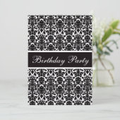 Elegant  Damask Birthday Party Kaart (Staand voorkant)