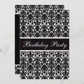 Elegant  Damask Birthday Party Kaart (Voorkant / Achterkant)