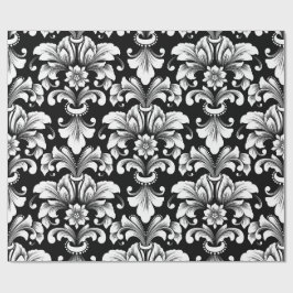 Elegant Damask black and white wrapping paper roll Cadeaupapier