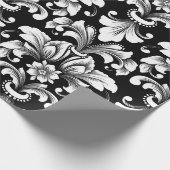 Elegant Damask black and white wrapping paper roll Cadeaupapier (Hoek)