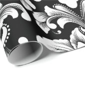 Elegant Damask black and white wrapping paper roll Cadeaupapier (Rol Hoek)