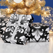 Elegant Damask black and white wrapping paper roll Cadeaupapier