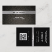 Elegant Damask Black en Silver Visitekaartje (Voorkant / Achterkant)