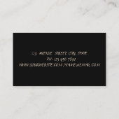 Elegant, Damask, Black, Gold Confetti Visitekaartje (Achterkant)