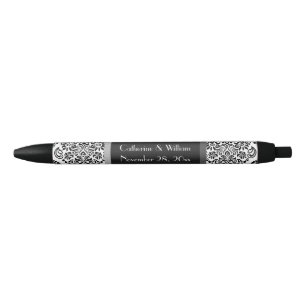 Elegant Damask Black Pattern Wedding Bride Groom Zwarte Inkt Pen