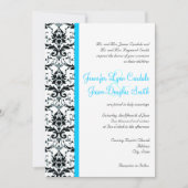 Elegant Damask Blauwgroen Blue Stripe Wedding Invi Kaart (Voorkant)