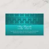 Elegant Damask Blauwgroen Silver Shimmer Visitekaartje (Achterkant)