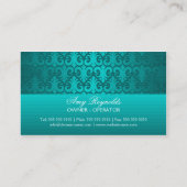 Elegant Damask Blauwgroen Silver Shimmer Visitekaartje (Achterkant)