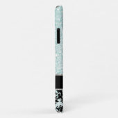 Elegant  Damask Bling Aqua Blue Monogrammed Case-Mate iPhone Case (Achterkant/rechts)