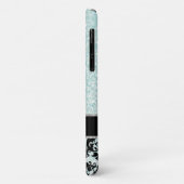 Elegant  Damask Bling Aqua Blue Monogrammed Case-Mate iPhone Case (Achterkant/links)