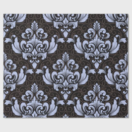 Elegant Damask blue and black wrapping paper roll Cadeaupapier