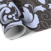 Elegant Damask blue and black wrapping paper roll Cadeaupapier (Rol Hoek)