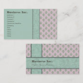 Elegant  Damask Blue en Pink Visitekaartje (Voorkant / Achterkant)