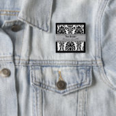 Elegant Damask Bridal Party Button (grijs) (In situ)