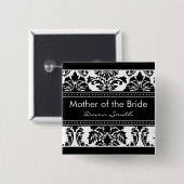 Elegant Damask Bridal Party - Moeder van de Bride Vierkante Button 5,1 Cm (Voorkant /achterkant)
