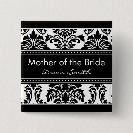 Elegant Damask Bridal Party - Moeder van de Bride Vierkante Button 5,1 Cm (Voorkant)