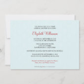 Elegant Damask Bridal Shower Invitation (aqua/red) Kaart (Achterkant)