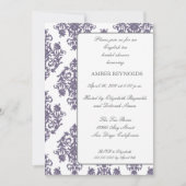 Elegant Damask Bridal Shower Invitation-eggplant Kaart (Voorkant)
