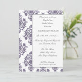 Elegant Damask Bridal Shower Invitation-eggplant Kaart (Staand voorkant)