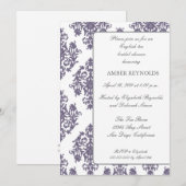 Elegant Damask Bridal Shower Invitation-eggplant Kaart (Voorkant / Achterkant)