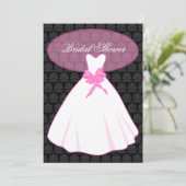 Elegant Damask Bridal Shower Invitation Kaart (Staand voorkant)