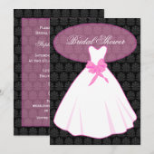 Elegant Damask Bridal Shower Invitation Kaart (Voorkant / Achterkant)