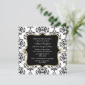 Elegant Damask Bridal Shower Invitation Kaart (Staand voorkant)