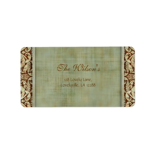Elegant Damask Bruiloft Label Adres 2 (Voorkant)